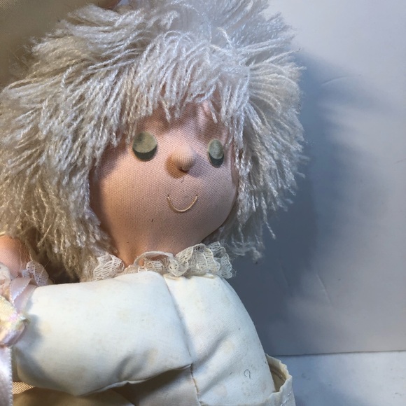 Vintage Doll Sitting Laying MOON STUFFED PLUSH Baby nursery Room Decor cream pnk - Picture 3 of 11